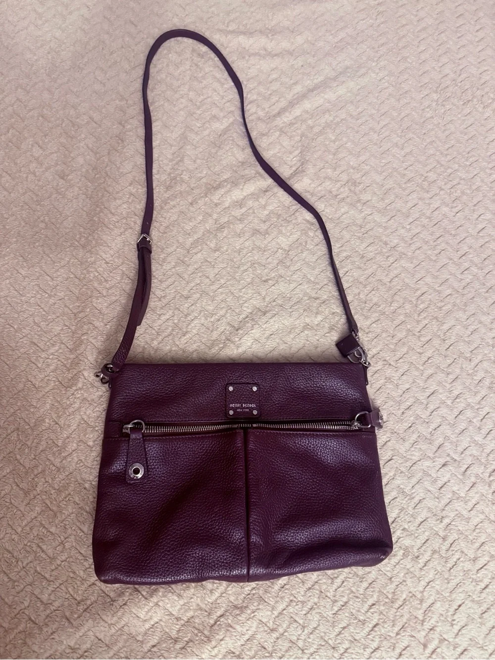 Henri Bendel White New York pebbled leather crossbody handbag